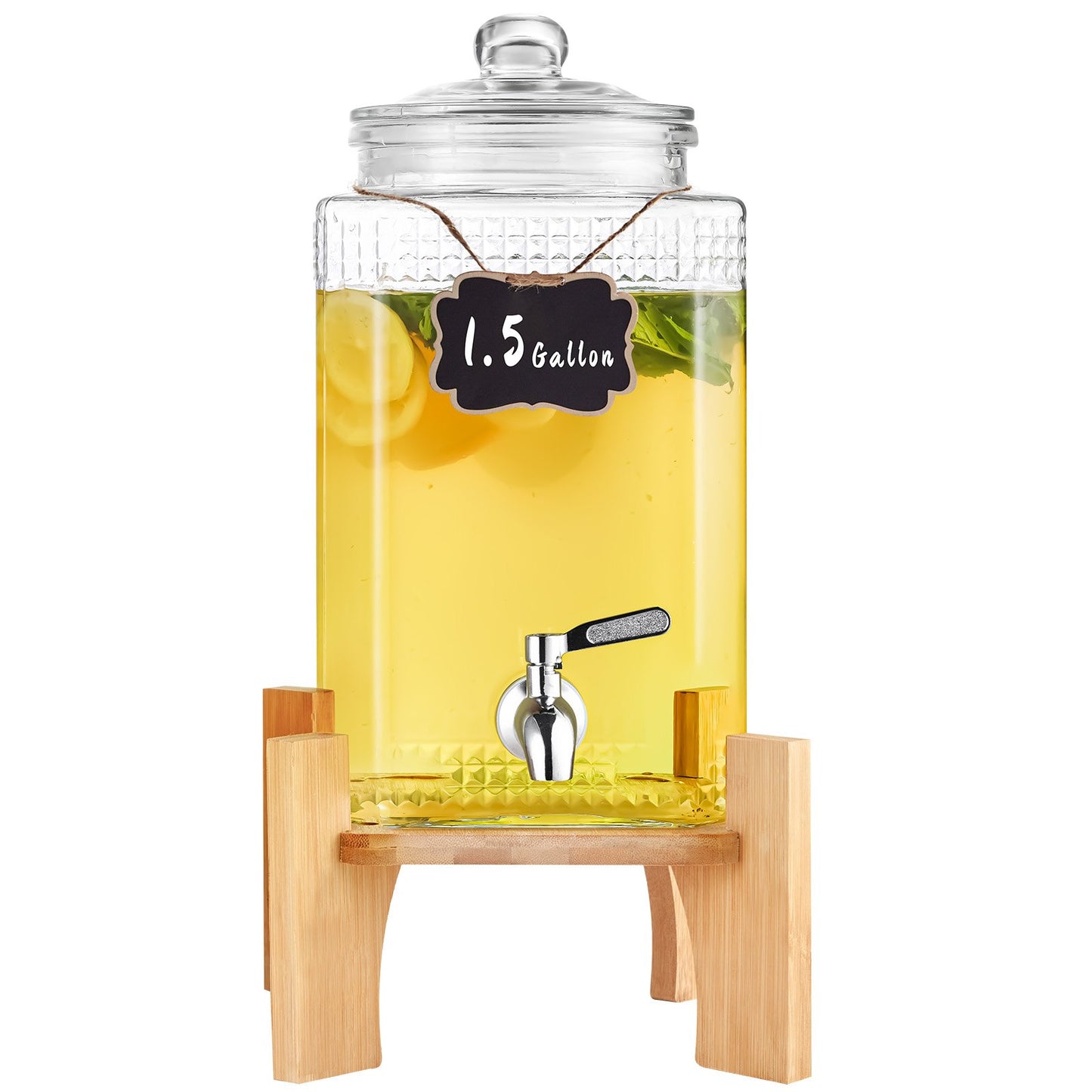 Dispensador de Bebidas 5,5 L con Grifo de Acero Inoxidable y Base de Madera