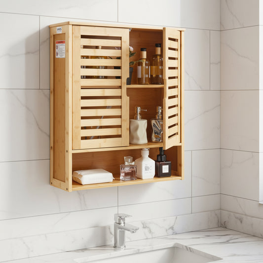 Armario de Baño con 2 Puertas y Estante Ajustable – Sobre el Inodoro