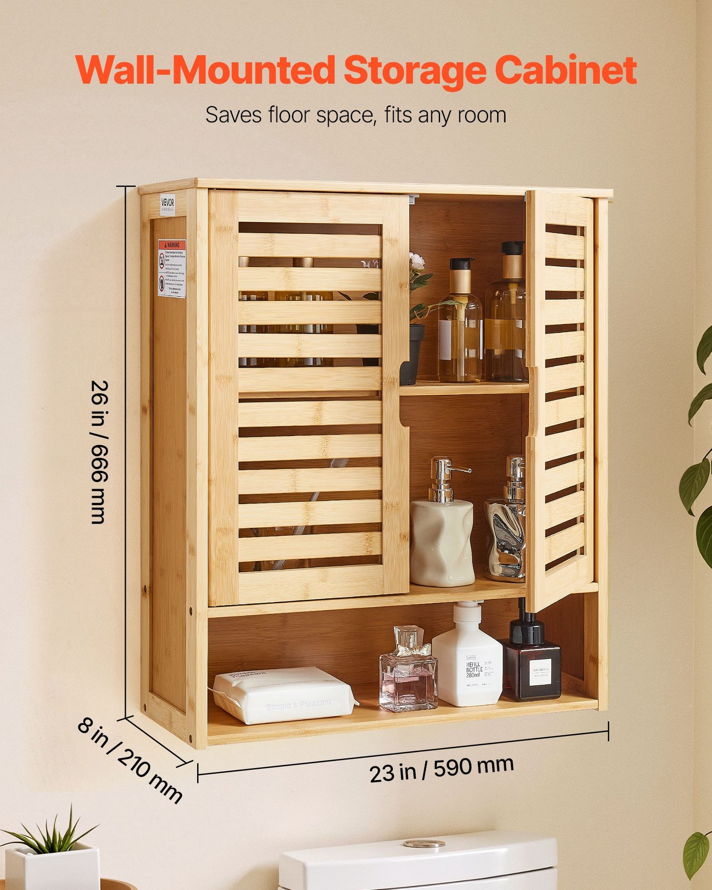 Armario de Baño con 2 Puertas y Estante Ajustable – Sobre el Inodoro