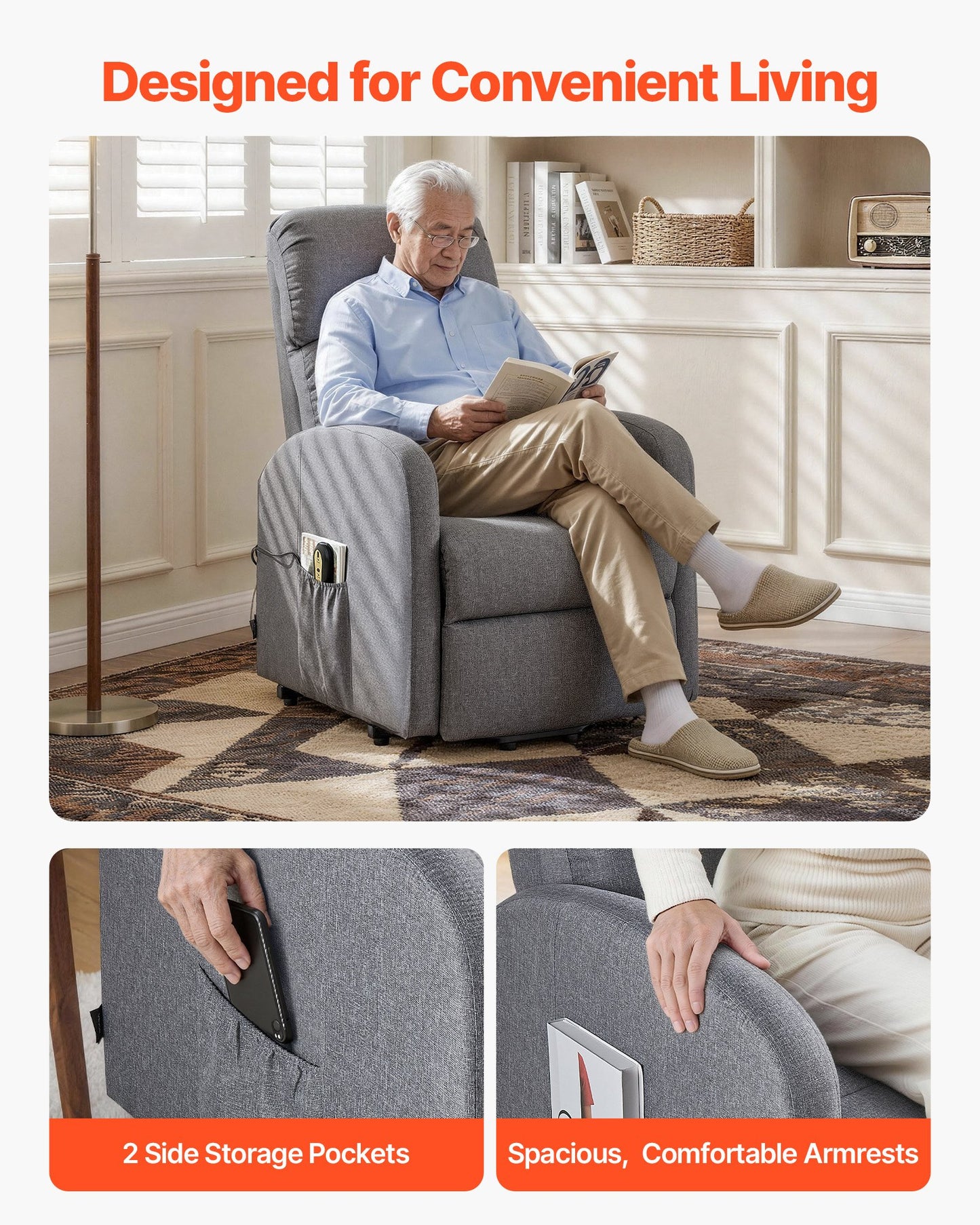 Sillón reclinable elevador eléctrico, sillón elevador eléctrico para personas mayores, Infinite