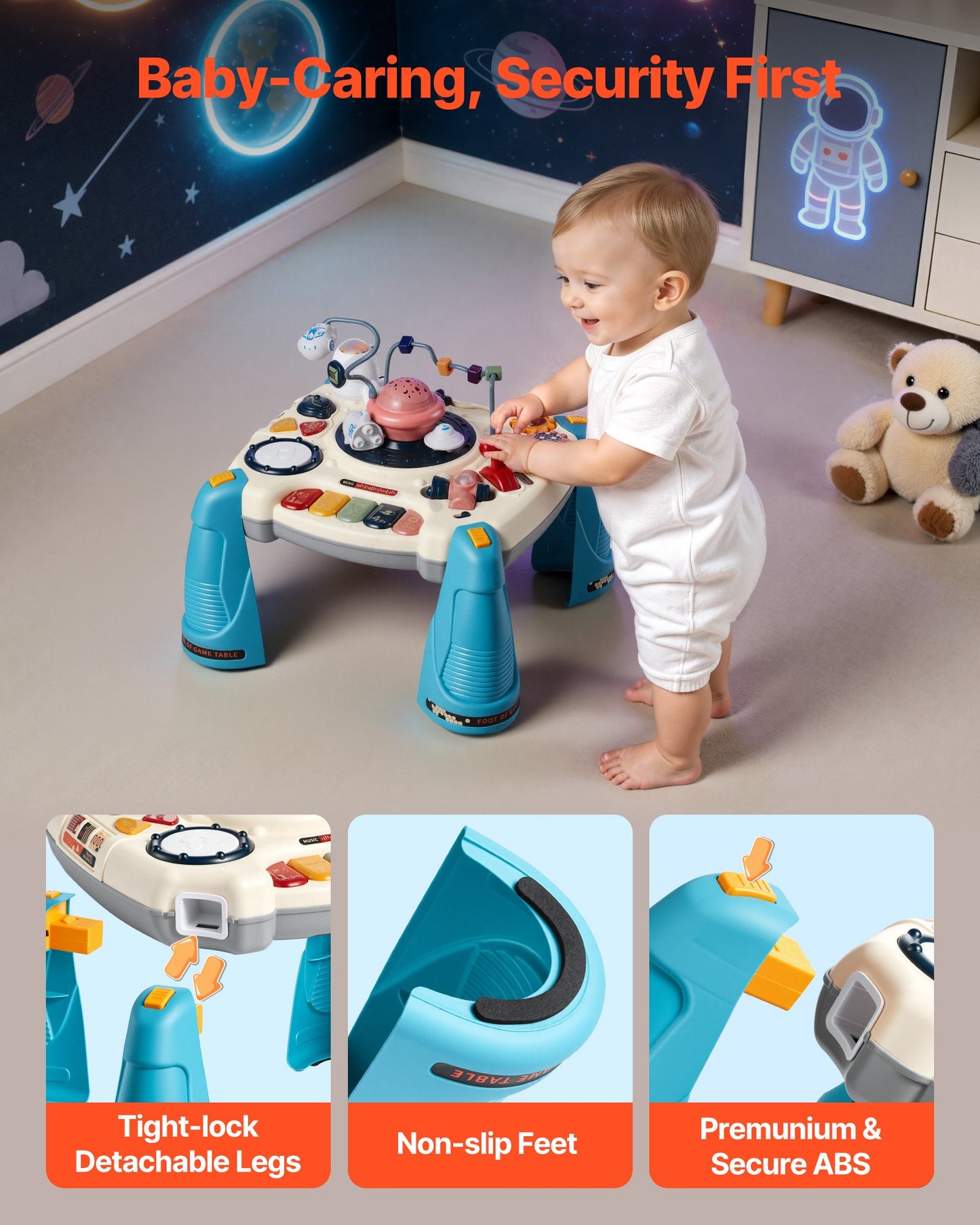 Mesa Musical Espacial para Bebés 1-3 Años – Con Proyector de Estrellas