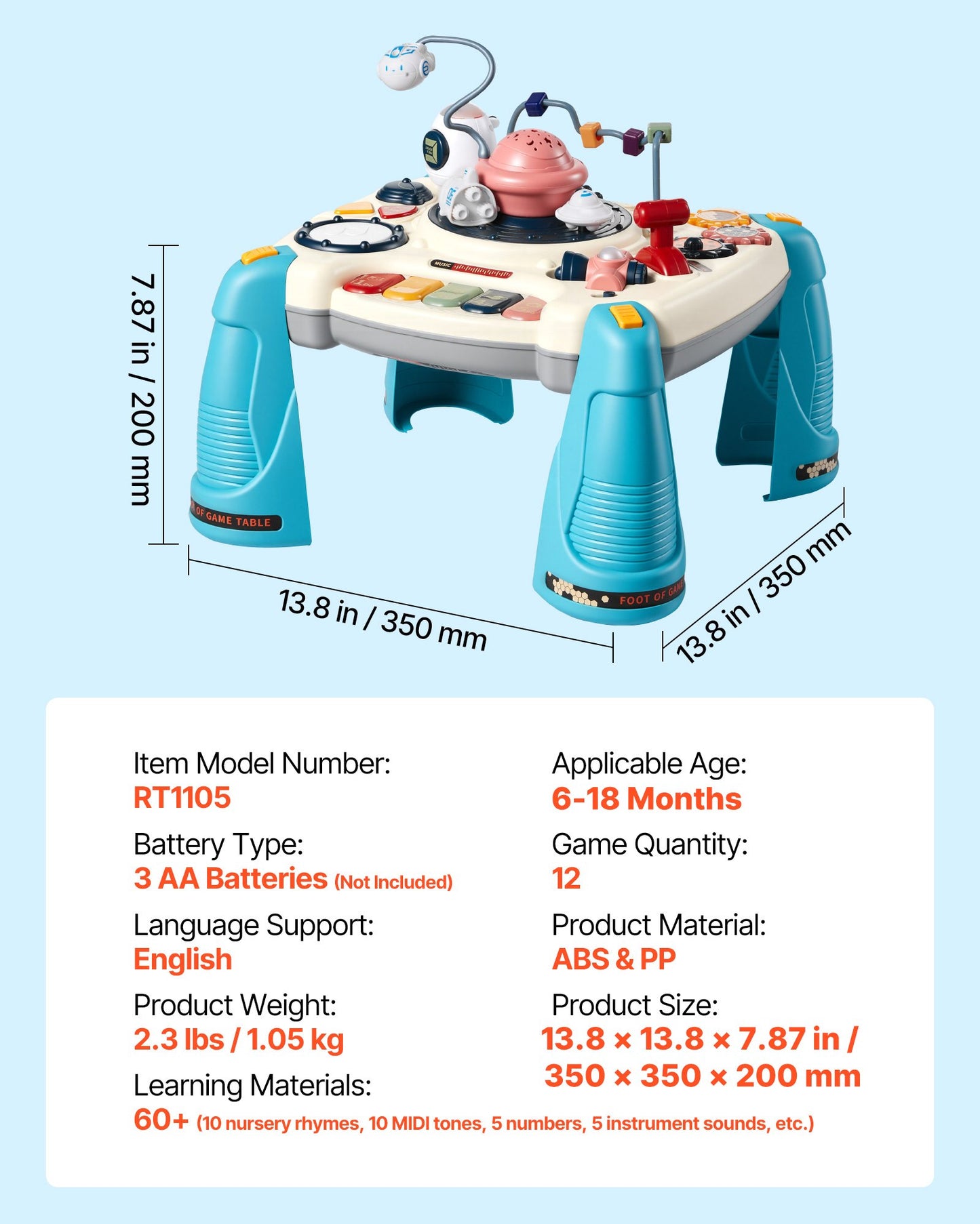 Mesa Musical Espacial para Bebés 1-3 Años – Con Proyector de Estrellas