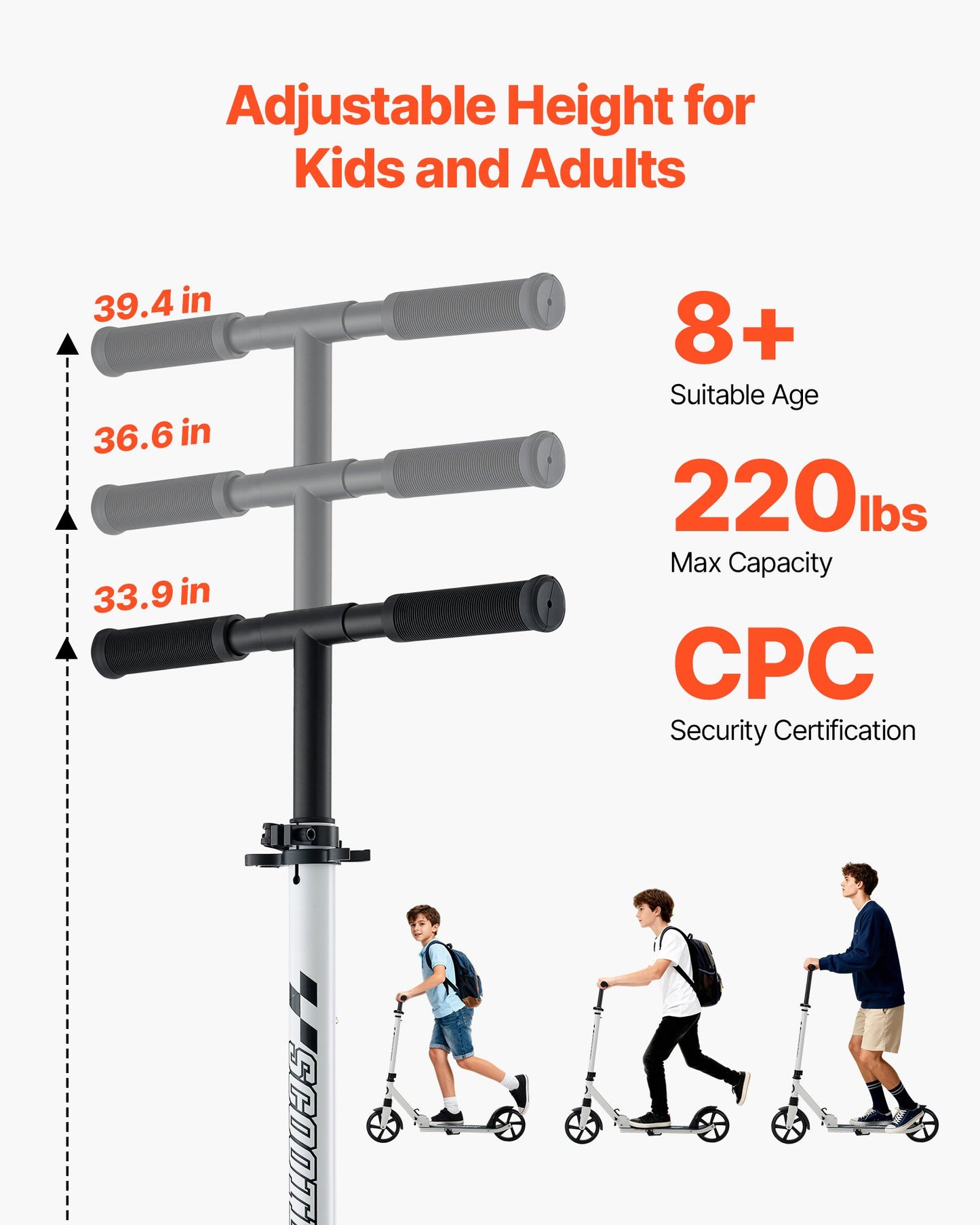 Patinete de 2 Ruedas para Niños +8 Años, Adolescentes y Adultos
