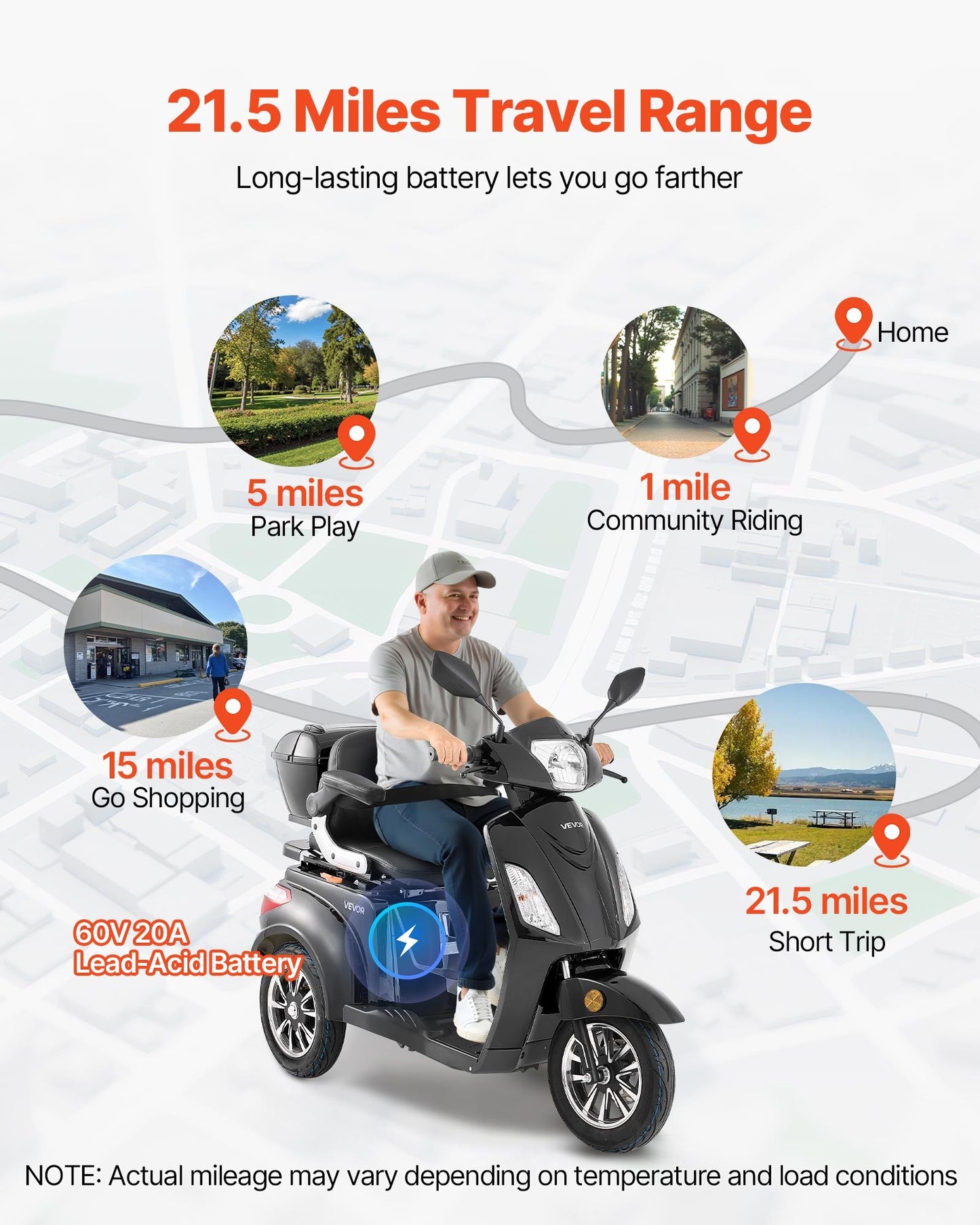 Scooters de movilidad de 3 ruedas de alta resistencia para personas mayores y adultos, hasta 227 kg (500 libras).