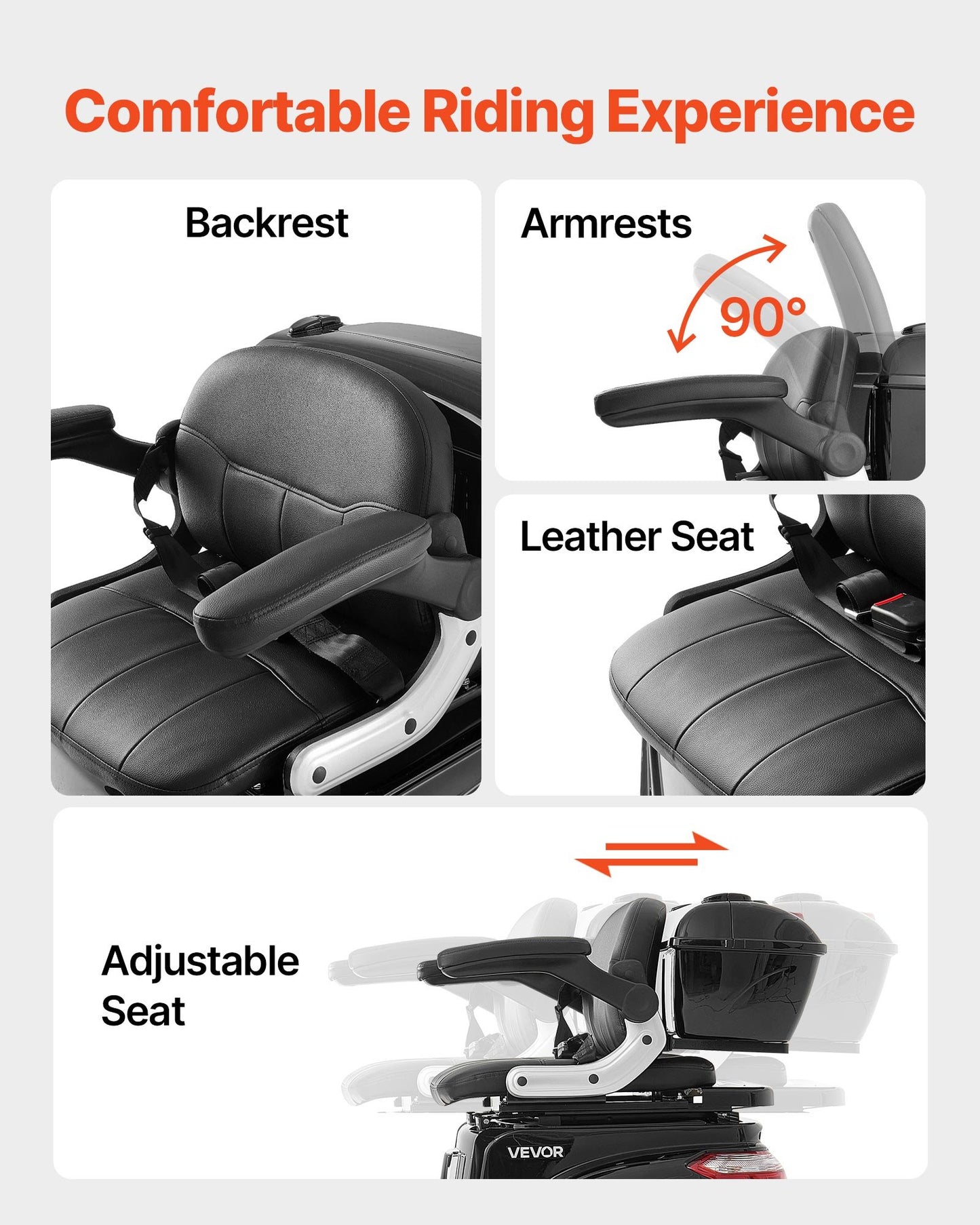 Scooters de movilidad de 3 ruedas de alta resistencia para personas mayores y adultos, hasta 227 kg (500 libras).