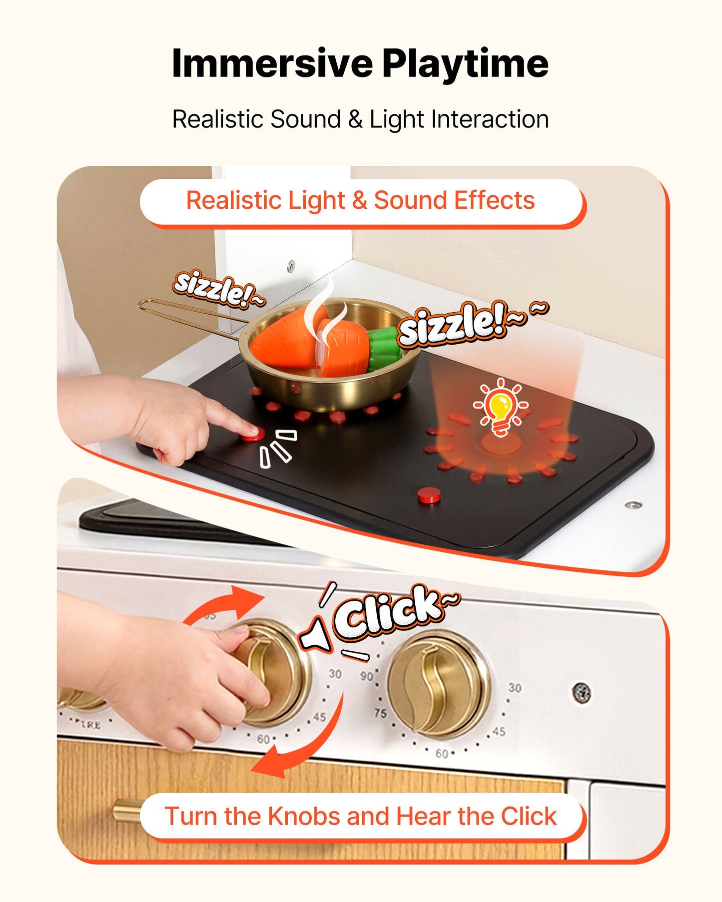 Cocina de Juguete de Madera para Niños – Con Luces Reales