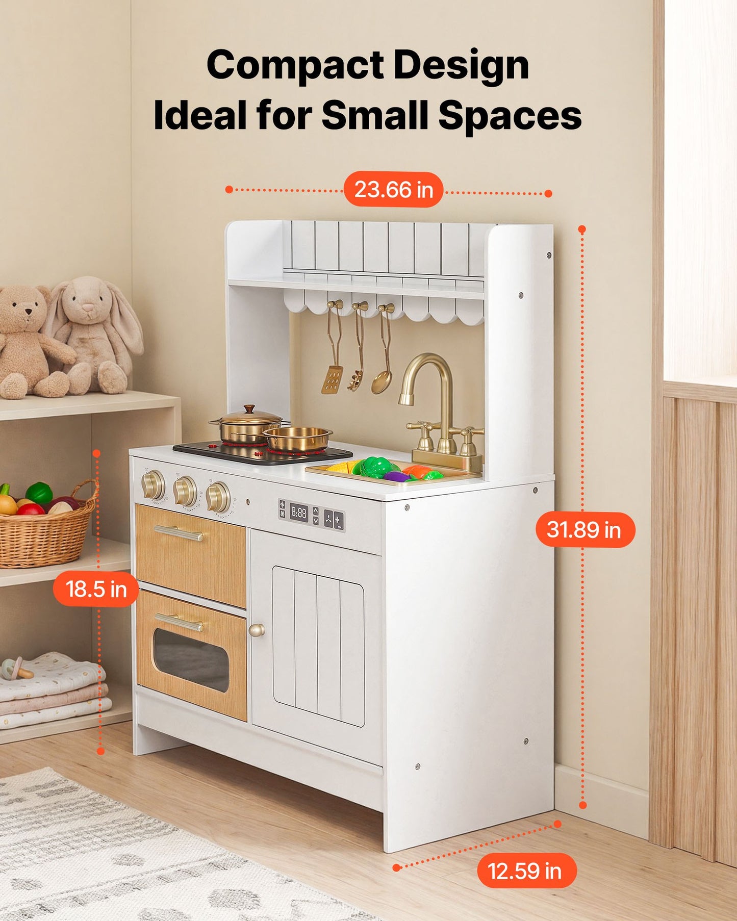 Cocina de Juguete de Madera para Niños – Con Luces Reales
