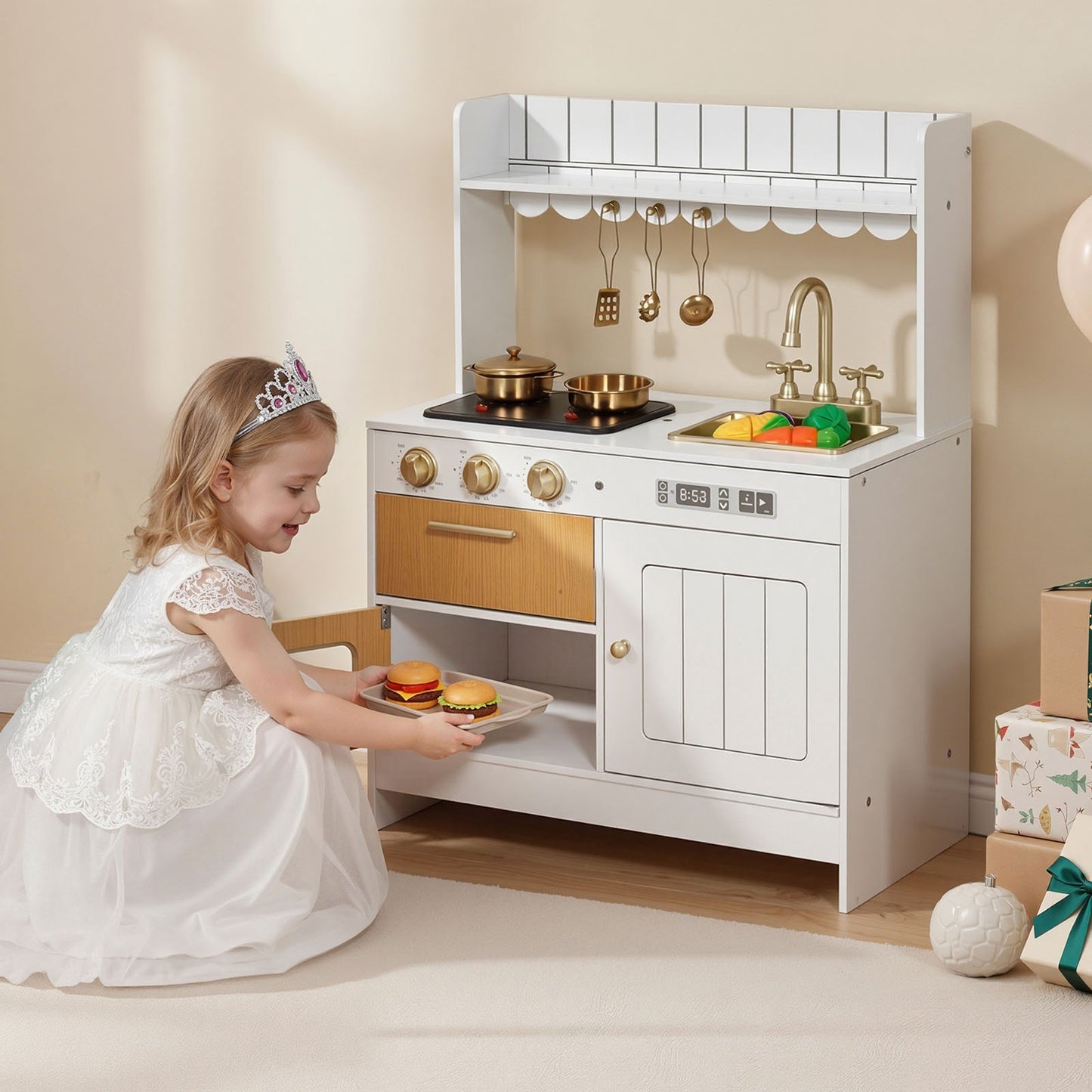 Cocina de Juguete de Madera para Niños – Con Luces Reales