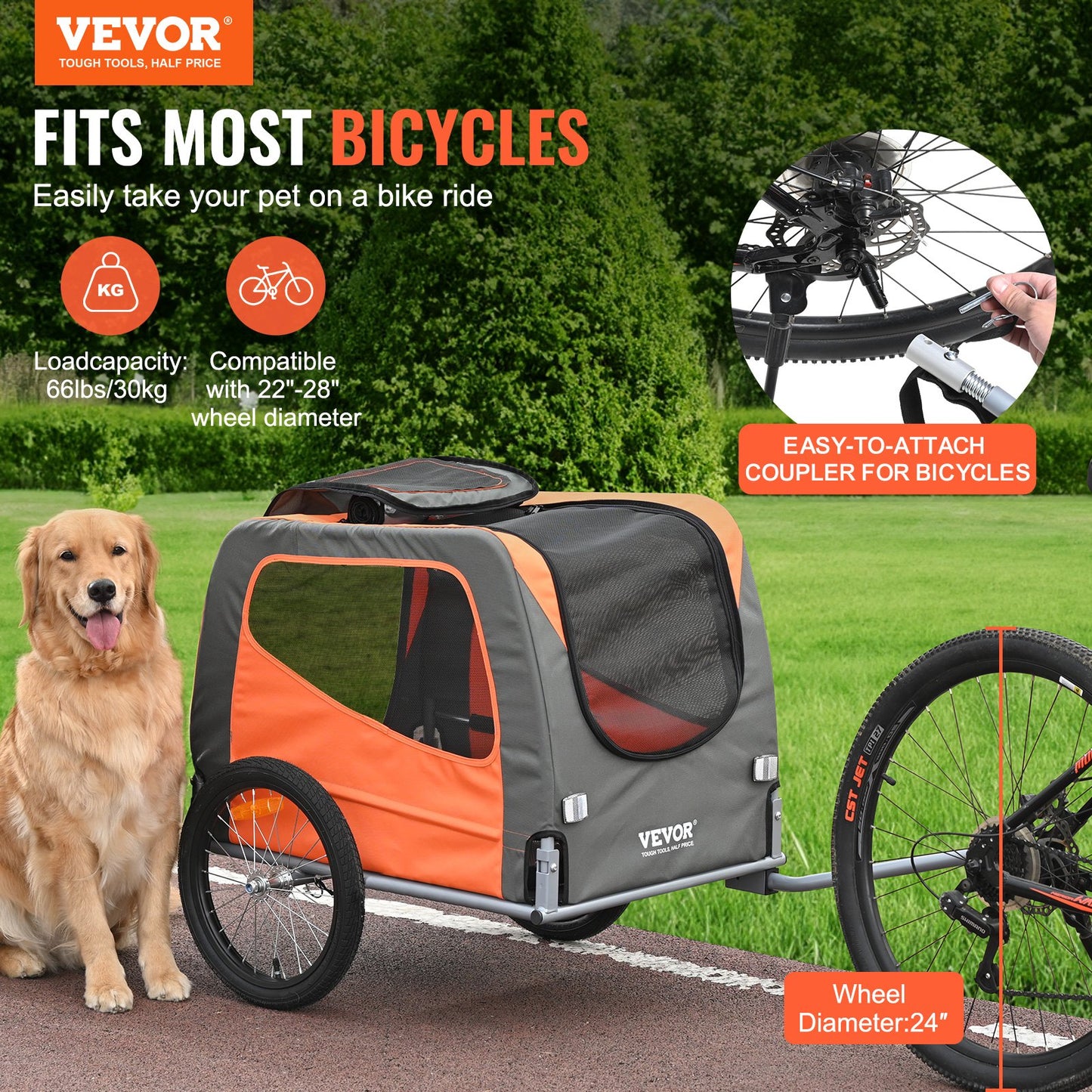 Remolque de Bicicleta para Mascotas – Hasta 30 kg