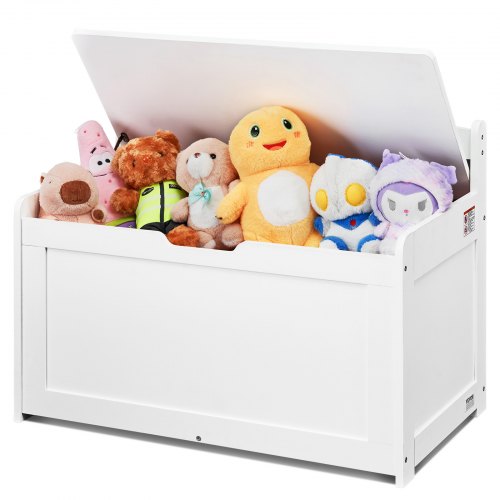 Cofre de juguetes de madera para niños, caja de almacenamiento de juguetes para niños pequeños con tapa abatible.
