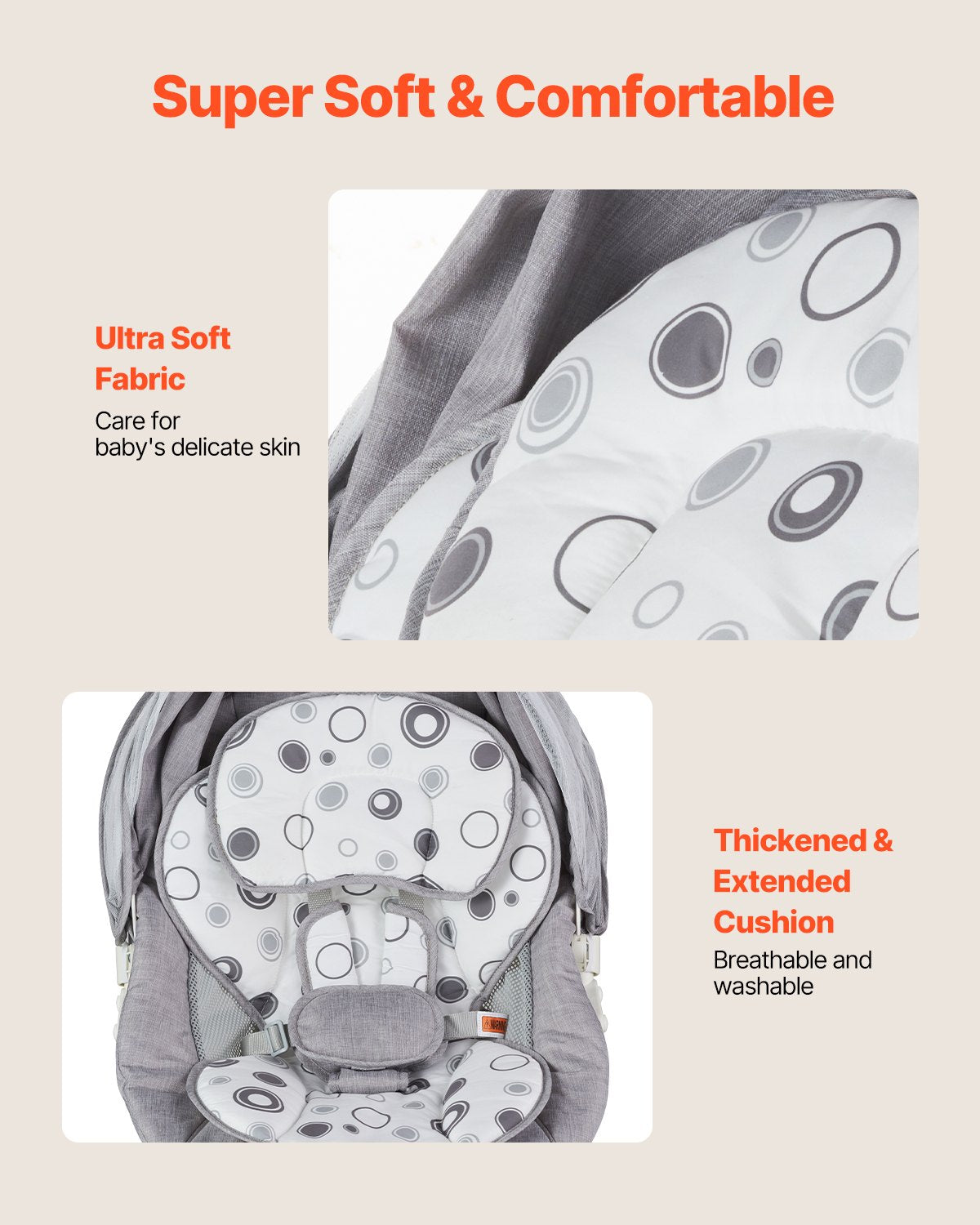 Columpio para bebé, mecedora para bebés con 3 velocidades y 3 posiciones de asiento,