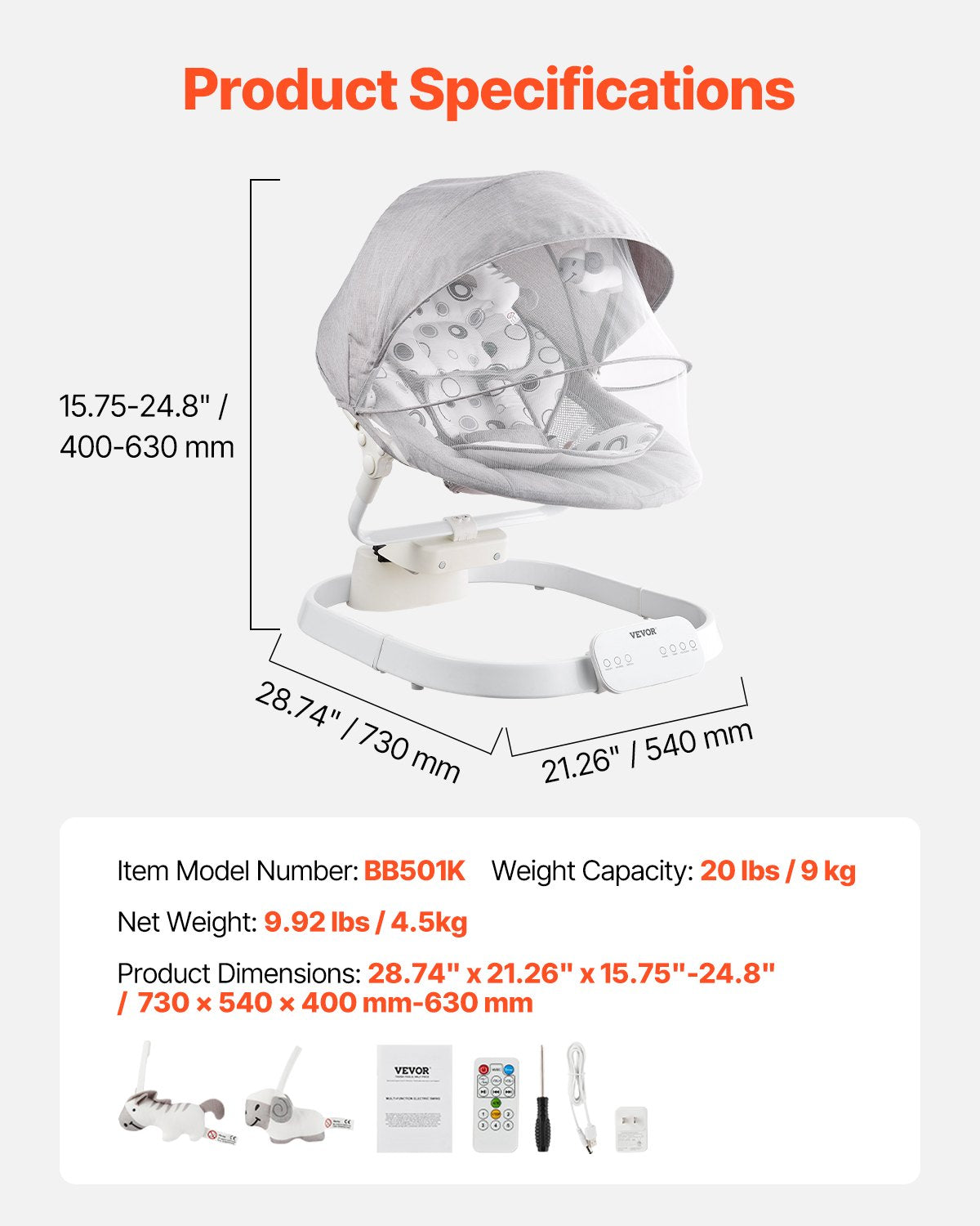 Columpio para bebé, mecedora para bebés con 3 velocidades y 3 posiciones de asiento,