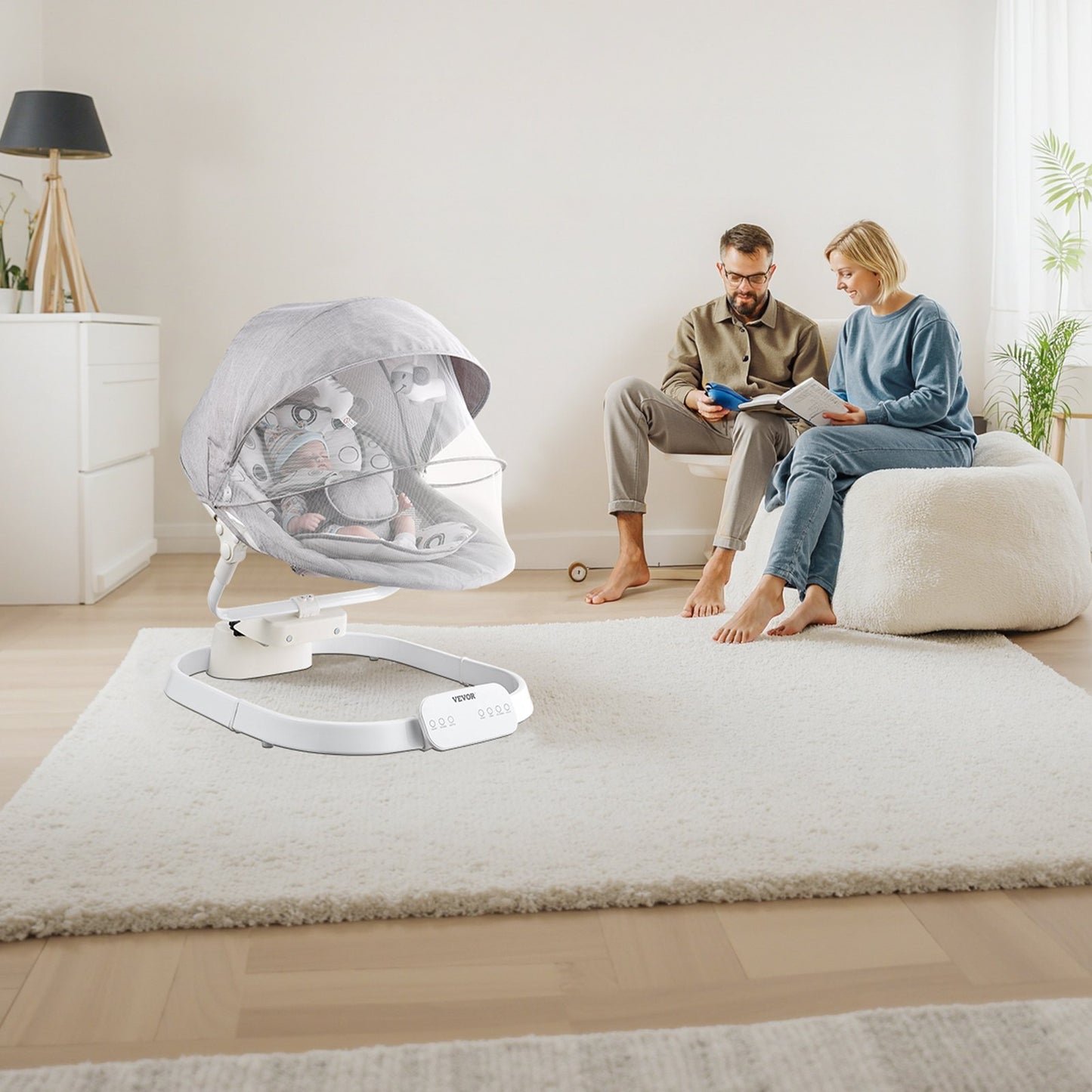 Columpio para bebé, mecedora para bebés con 3 velocidades y 3 posiciones de asiento,